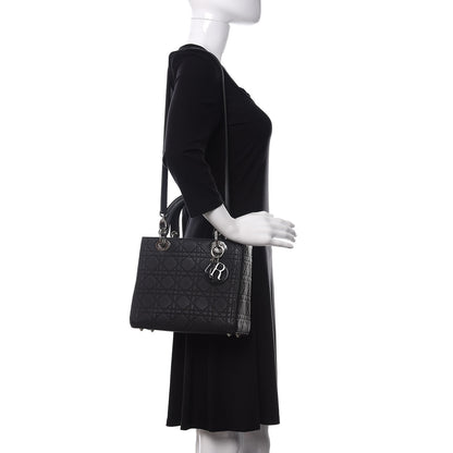 Christian Dior Ultra Matte Calfskin Cannage Medium Lady Dior Black 2 of 14