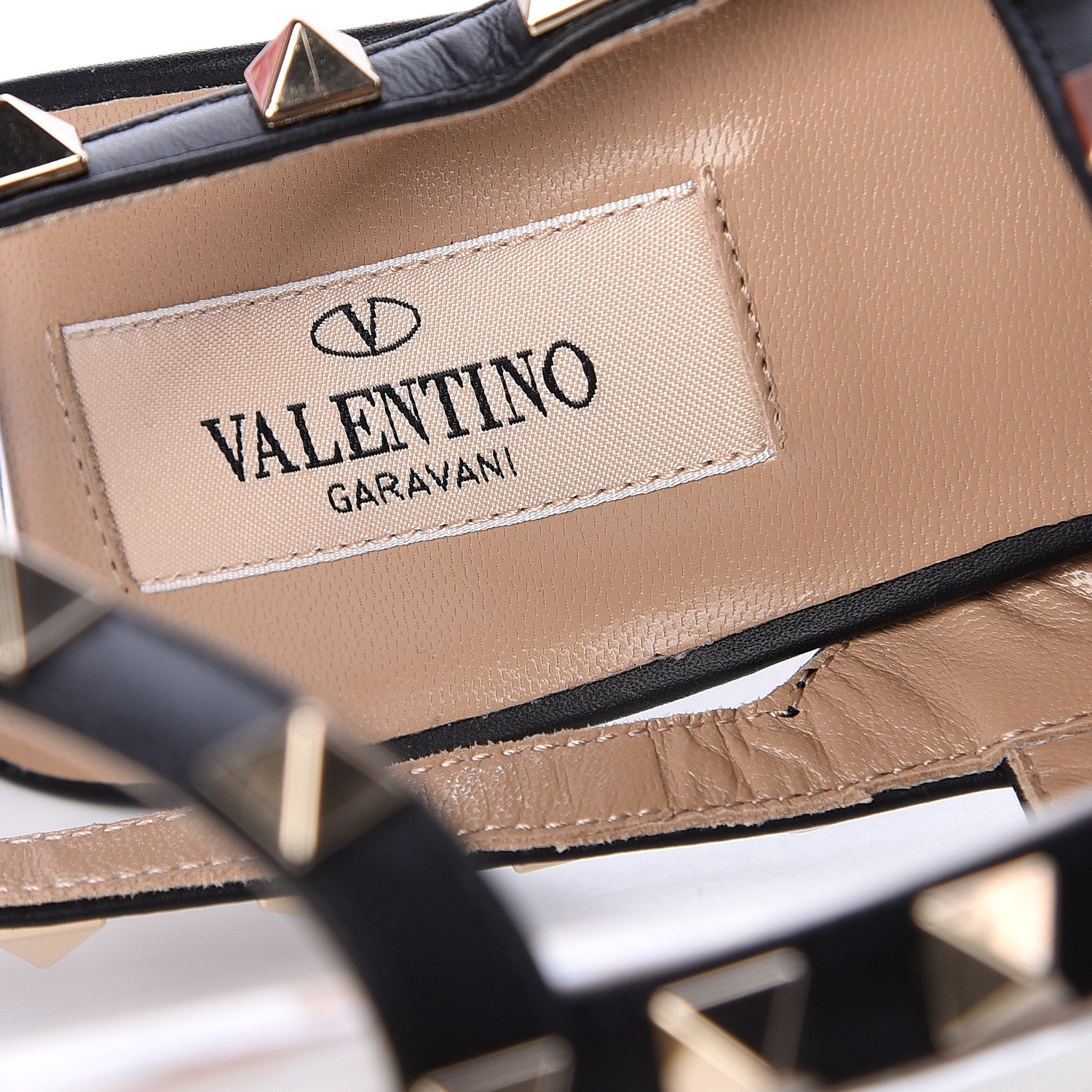 Valentino Garavani Pebbled Calfskin Rockstud Ankle Strap Pumps 40 Black 8 of 9