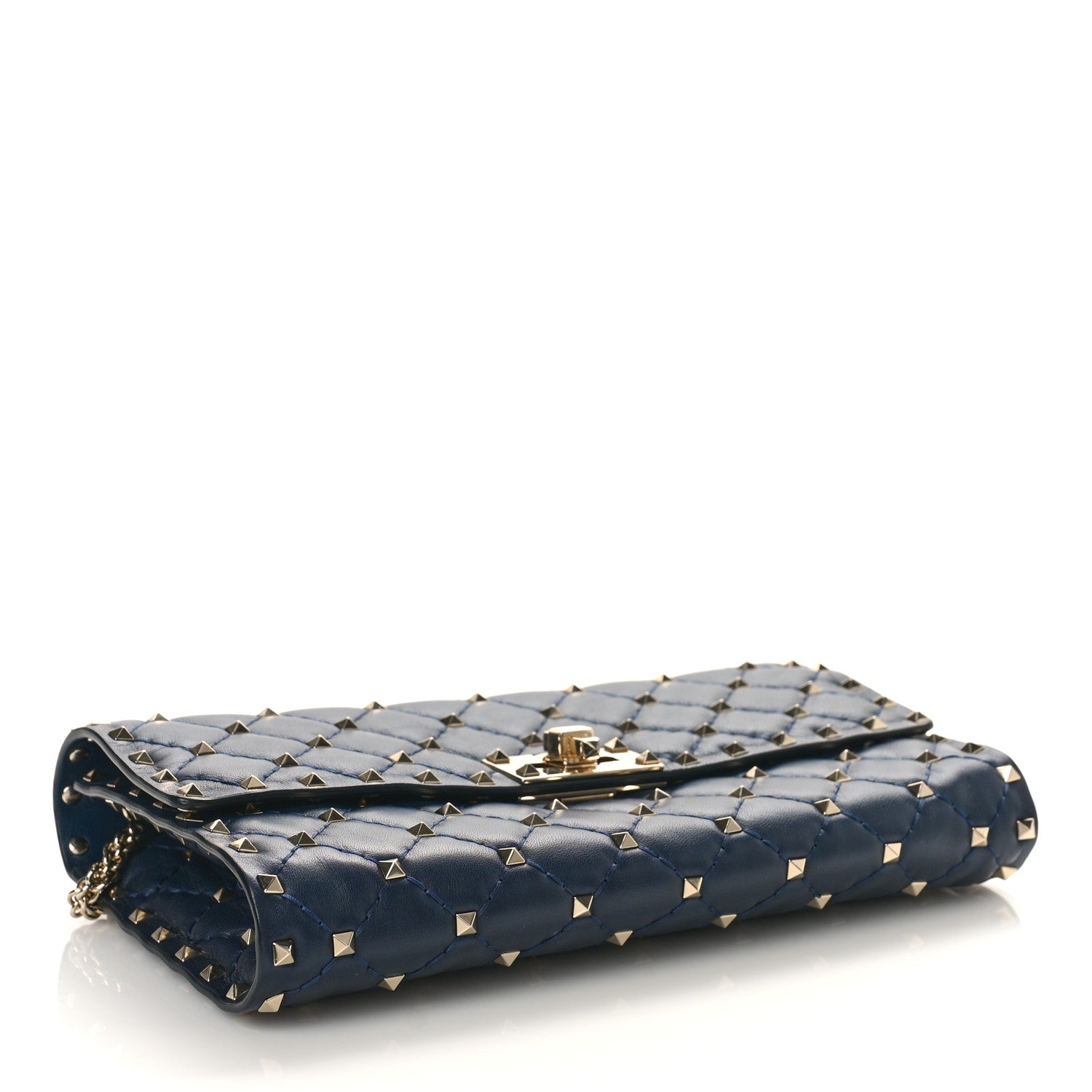 Valentino Garavani Nappa Rockstud Spike Wallet On Chain Marine 4 of 10