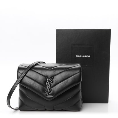 Saint Laurent Calfskin Y Quilted Monogram Monochrome Toy Loulou Crossbody Bag Black 12 of 12