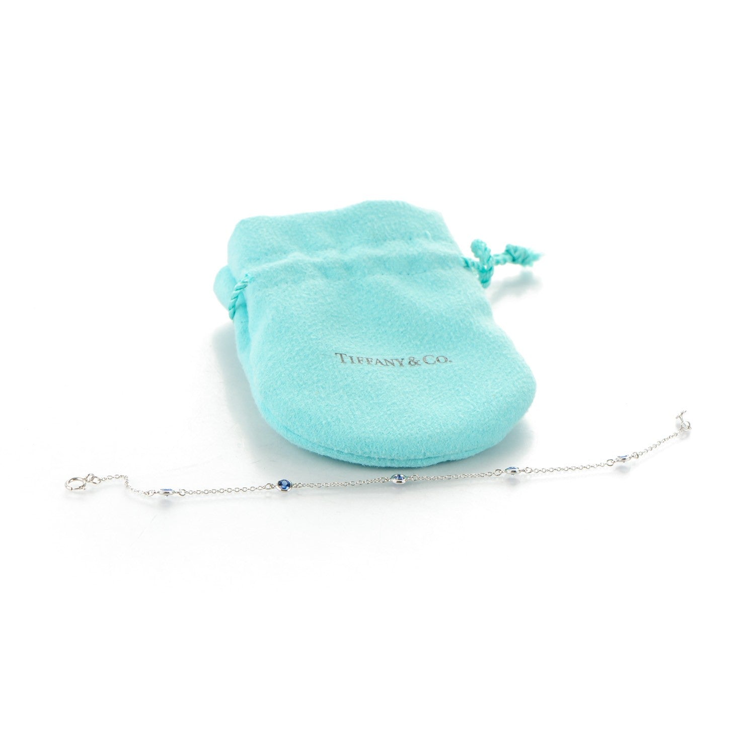 Tiffany Platinum Blue Sapphire Elsa Peretti Color By The Yard Bracelet 6 of 6