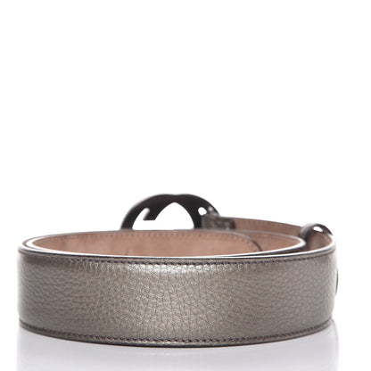 Gucci Metallic Calfskin Interlocking G 40mm Belt 85 34 Pewter 3 of 8