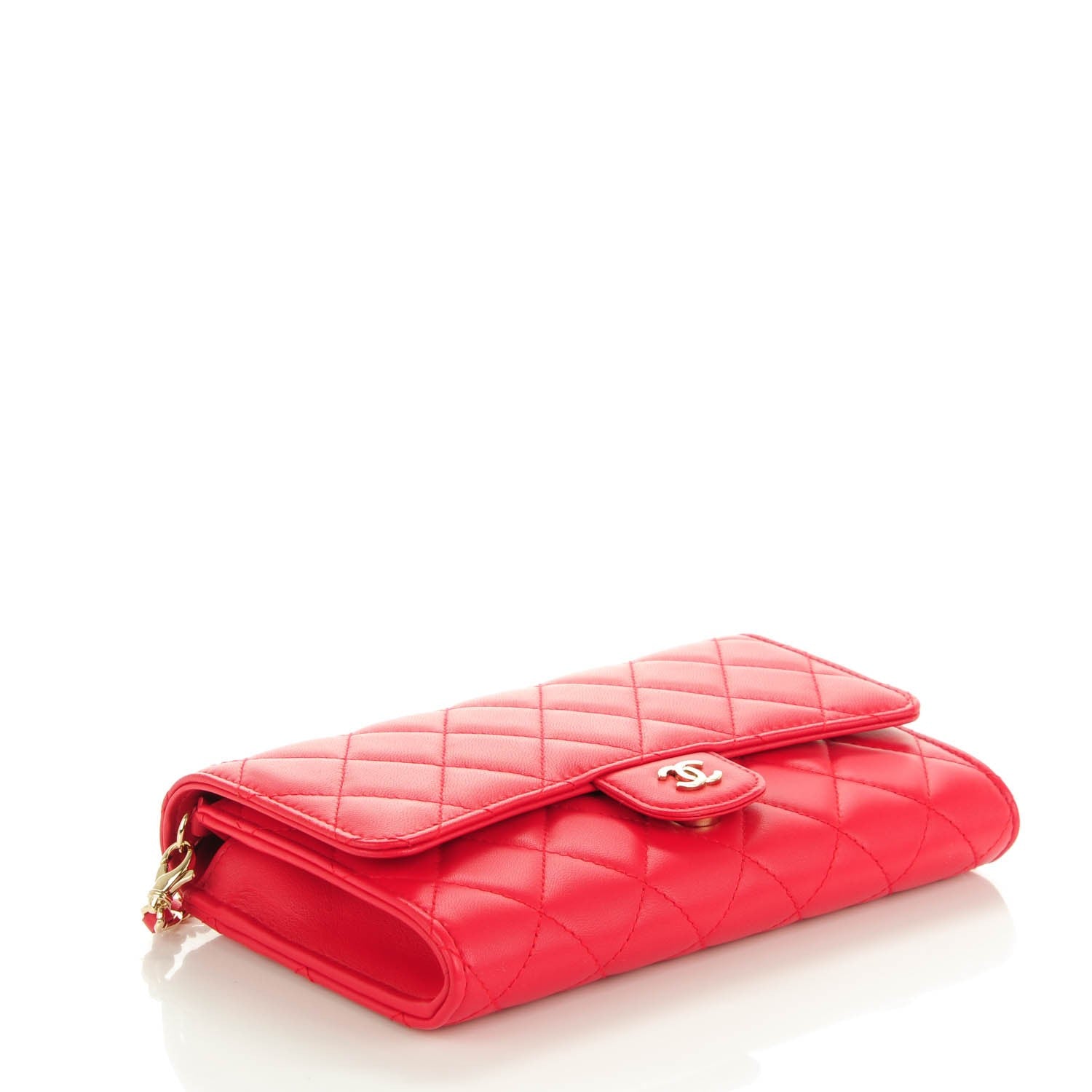 Chanel Lambskin Quilted Wallet on Removable Chain Dark Pink 4 of 8