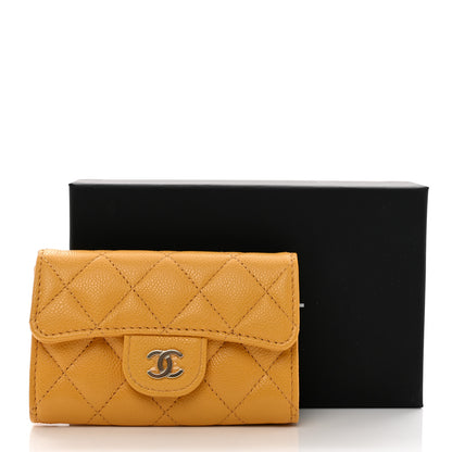 Chanel Caviar Quilted Flap Card Holder Wallet Yellow 9 of 9