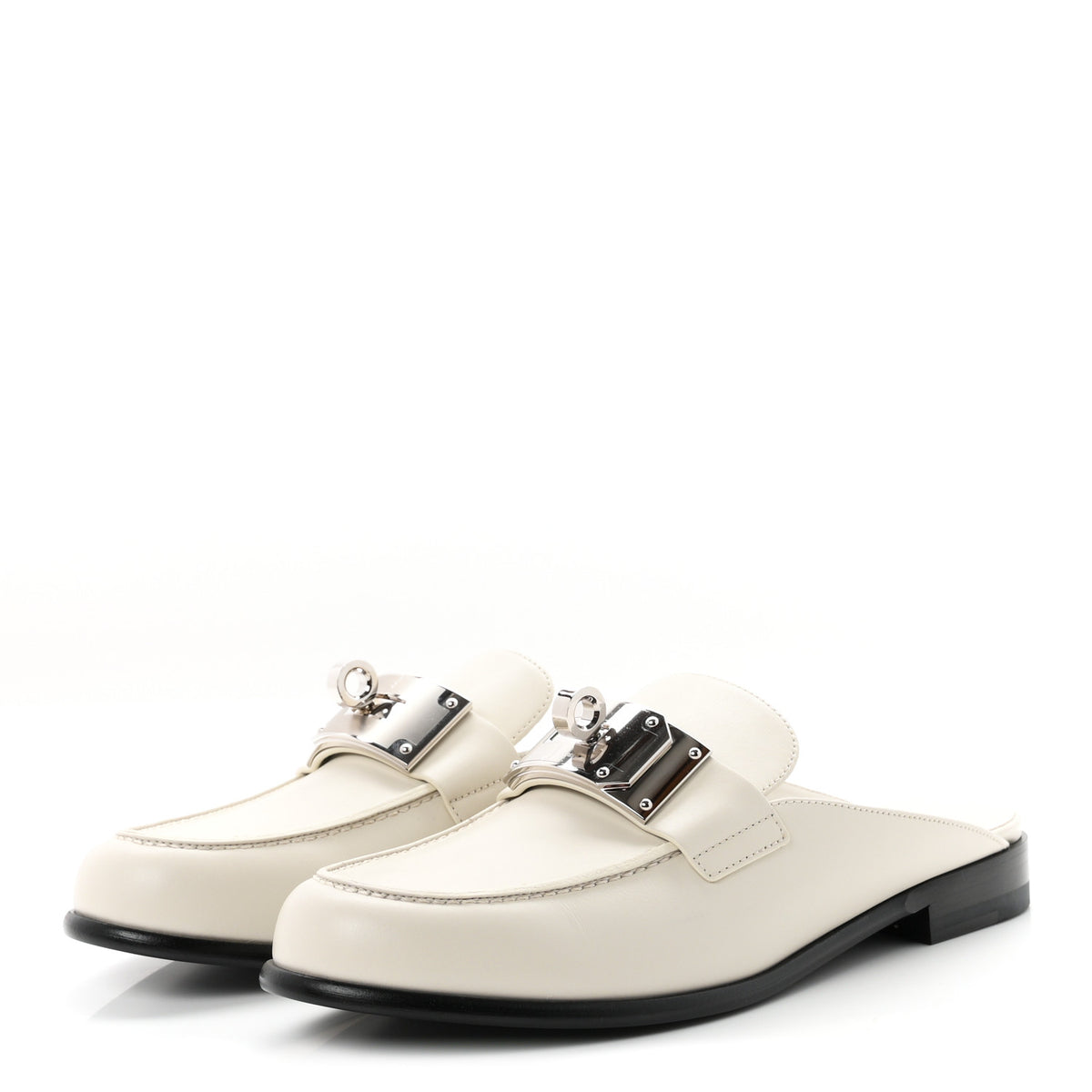 Hermes Calfskin Iota Mules 39 White 4 of 11