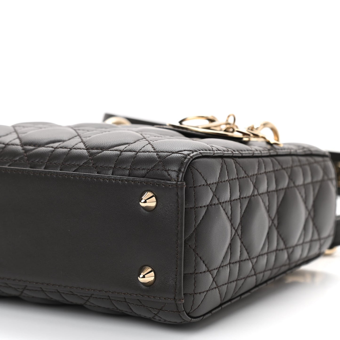Lambskin Cannage Small Lucky Badges My Lady Dior Dark Grey