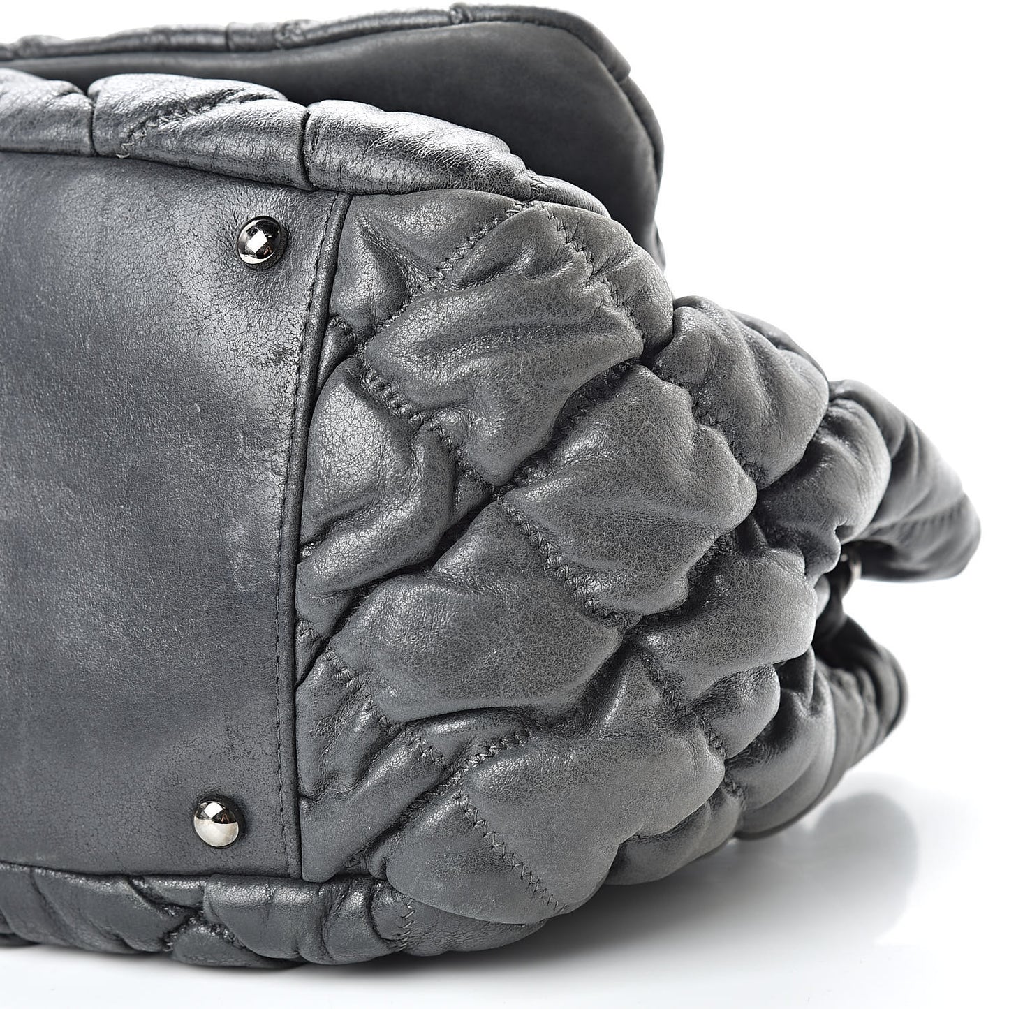 Calfskin Bubble Quilt Accordion Flap Grey