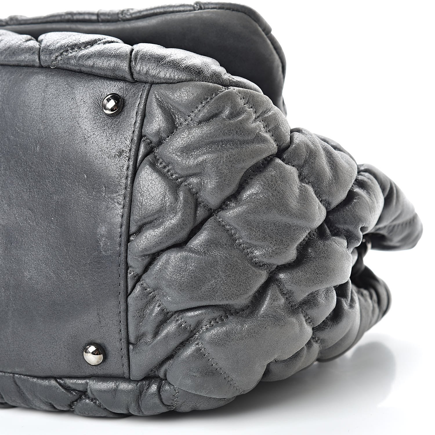 Chanel Calfskin Bubble Quilt Accordion Flap Grey 10 of 13