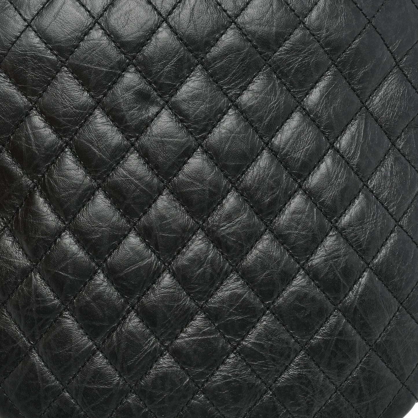 Aged Calfskin Quilted Crossbody Bag Black