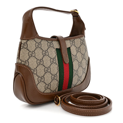 Gucci GG Supreme Monogram Azalea Calfskin Web Mini Jackie 1961 Hobo Beige Ebony Brown Sugar 3 of 14