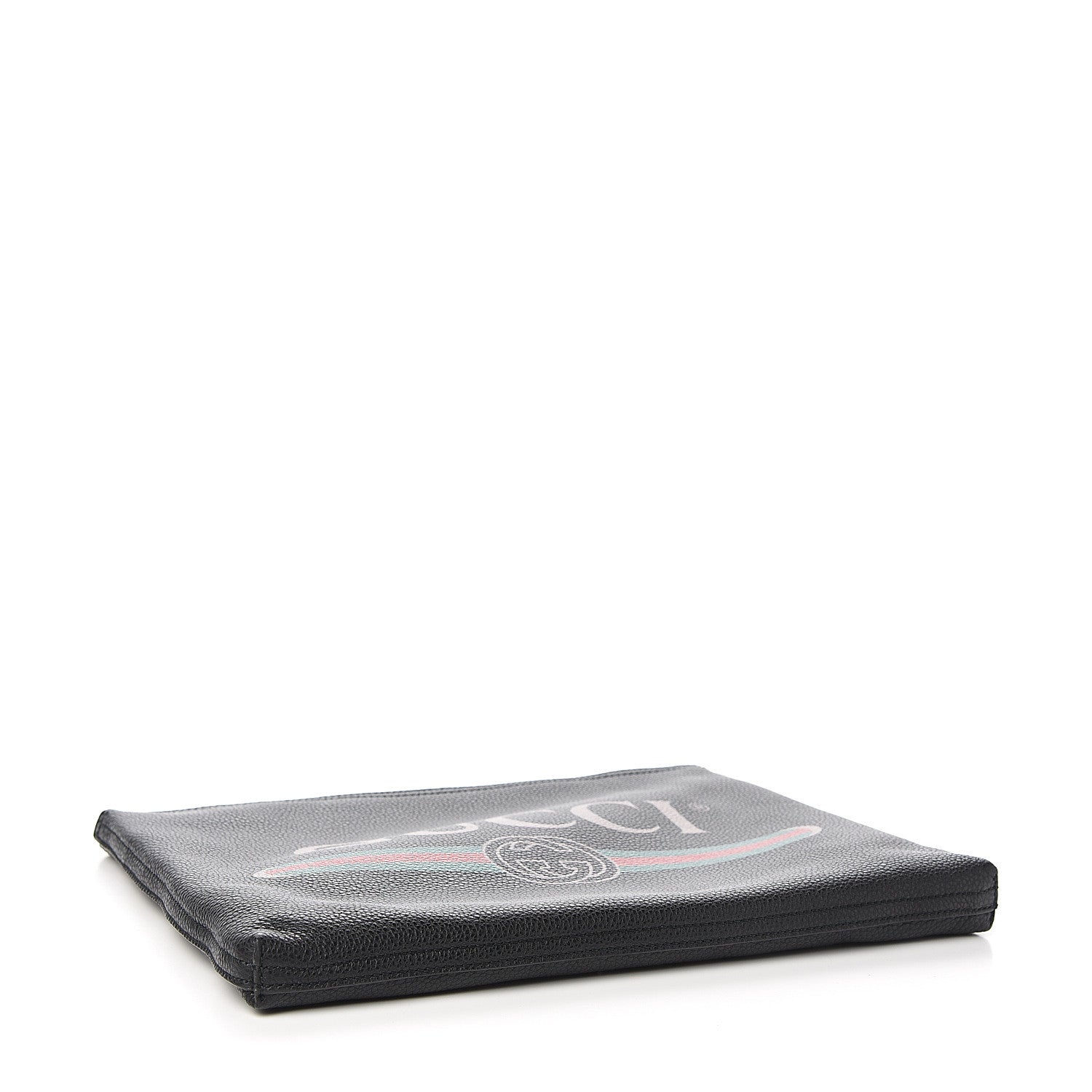 Gucci Pebbled Calfskin Medium Logo Portfolio Clutch Black 3 of 7
