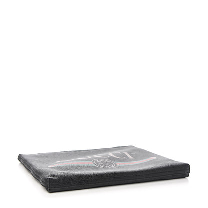 Gucci Pebbled Calfskin Medium Logo Portfolio Clutch Black 3 of 7