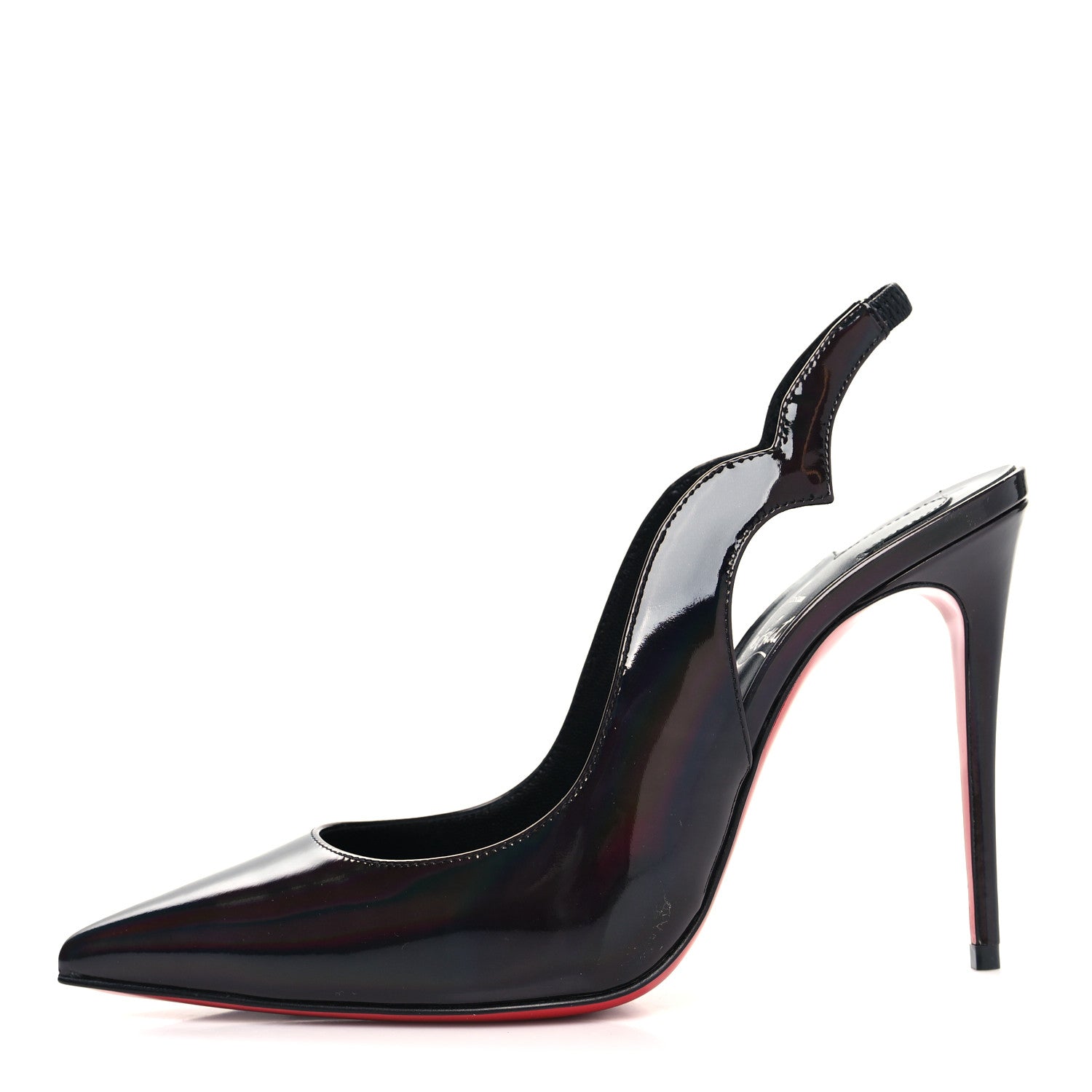 Christian Louboutin Metallic Patent Psychic Hot Chick Slingback 100 Pumps 36.5 Black 1 of 8
