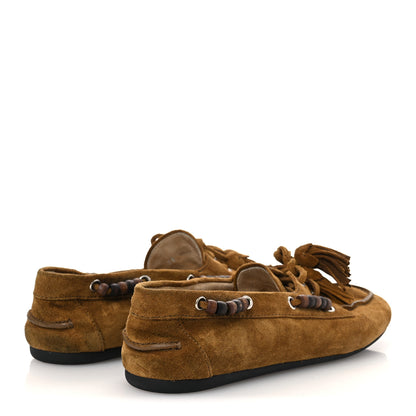 Miu Miu Suede Tassel Loafers 39 Olive Green 6 of 12