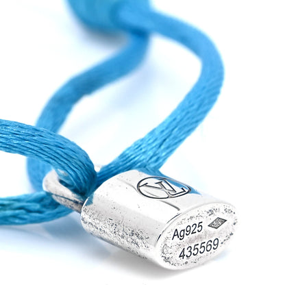 Louis Vuitton Sterling Silver Lockit Adjustable Cord Bracelet Blue 4 of 5