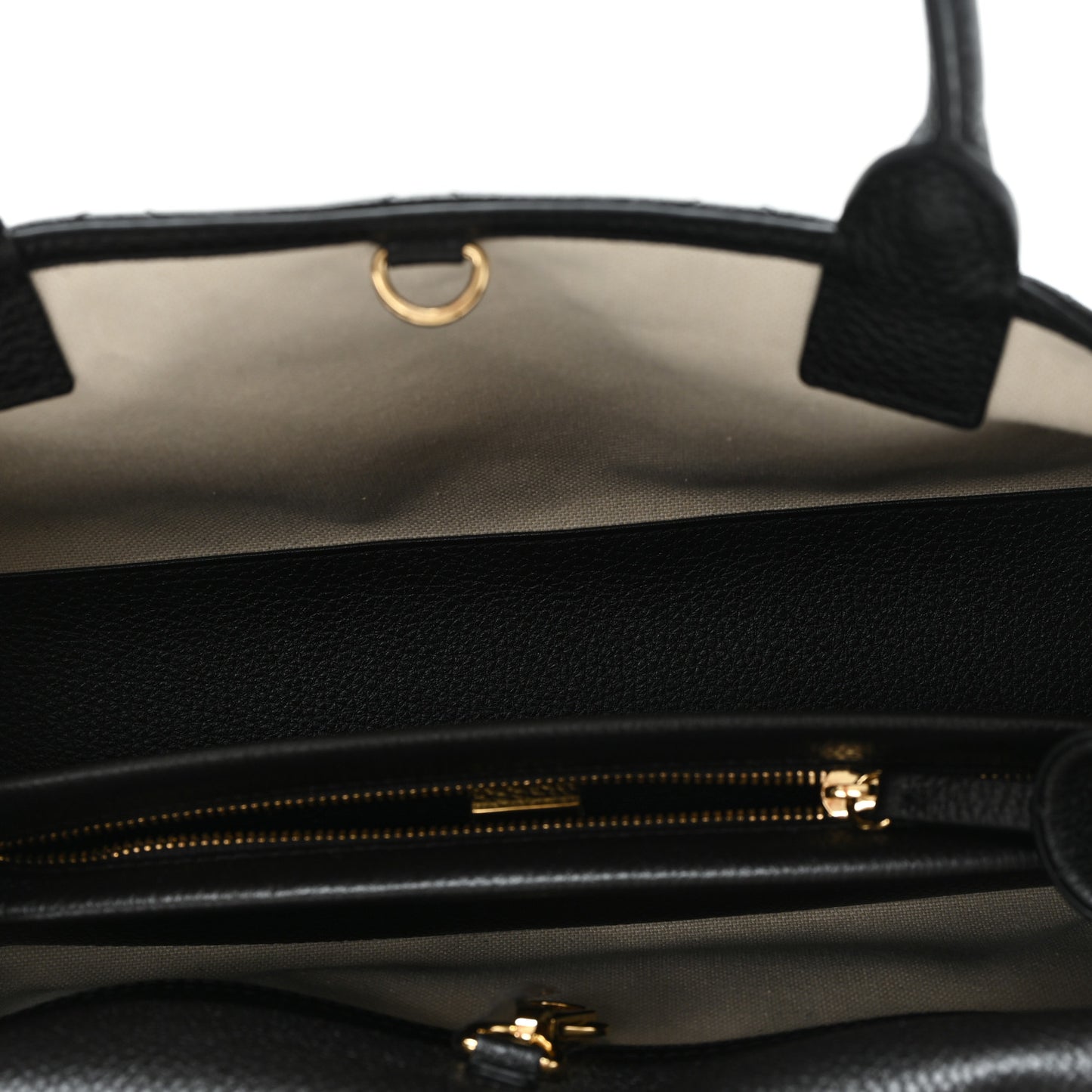 Grained Calfskin Stitched Urban Essentials Small Shopping Bag Black