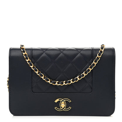 Chanel Sheepskin Quilted Mademoiselle Vintage Wallet On Chain WOC Navy 1 of 13