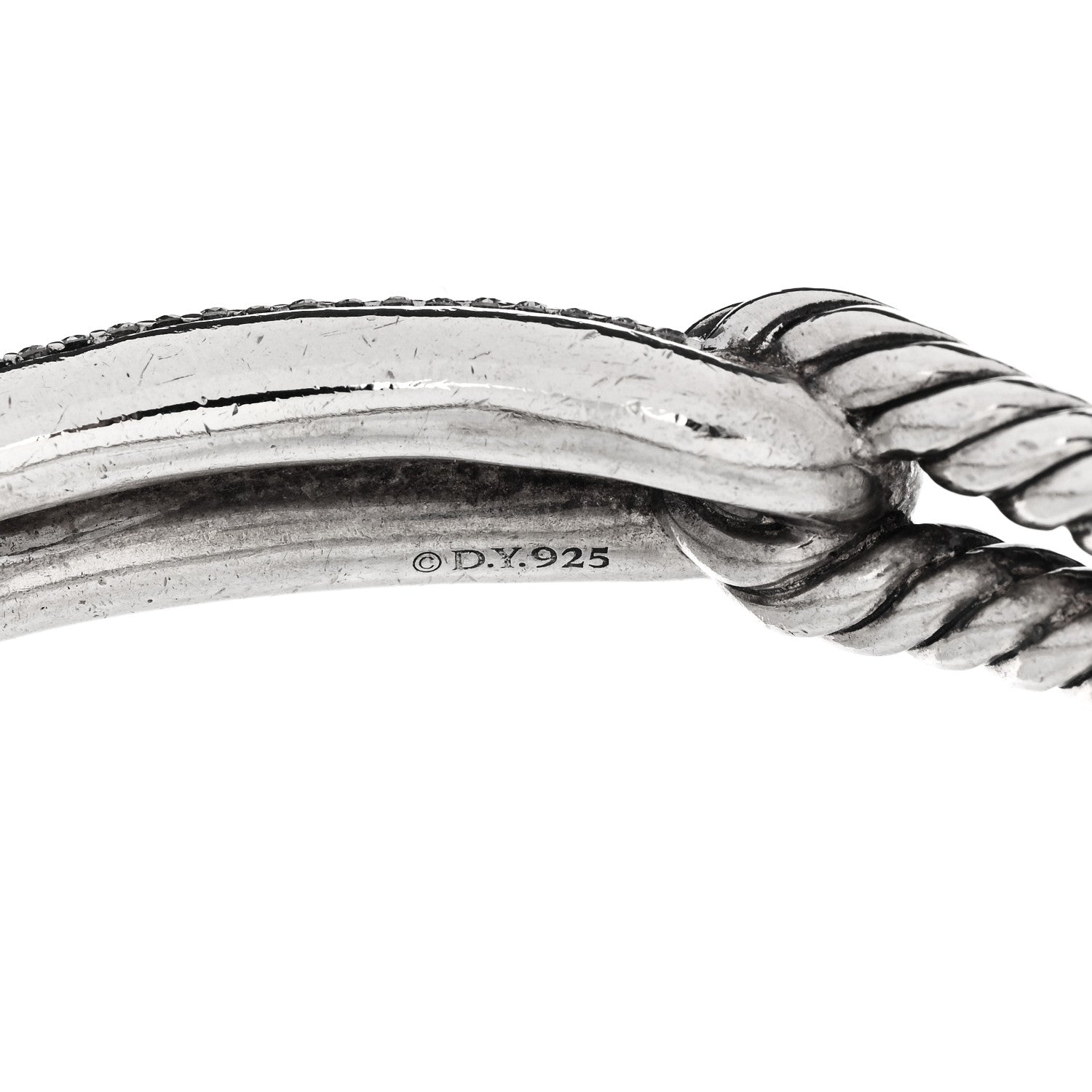 David Yurman Sterling Silver Diamond Pave 10mm Single Loop Labyrinth Bracelet 3 of 3