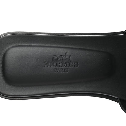 Hermes Box Calfskin Oran Sandals 36 Black 6 of 9