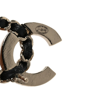 Chanel Crystal Baguette Lambskin Chain CC Vintage Allure Stud Earrings Black Gold 4 of 6