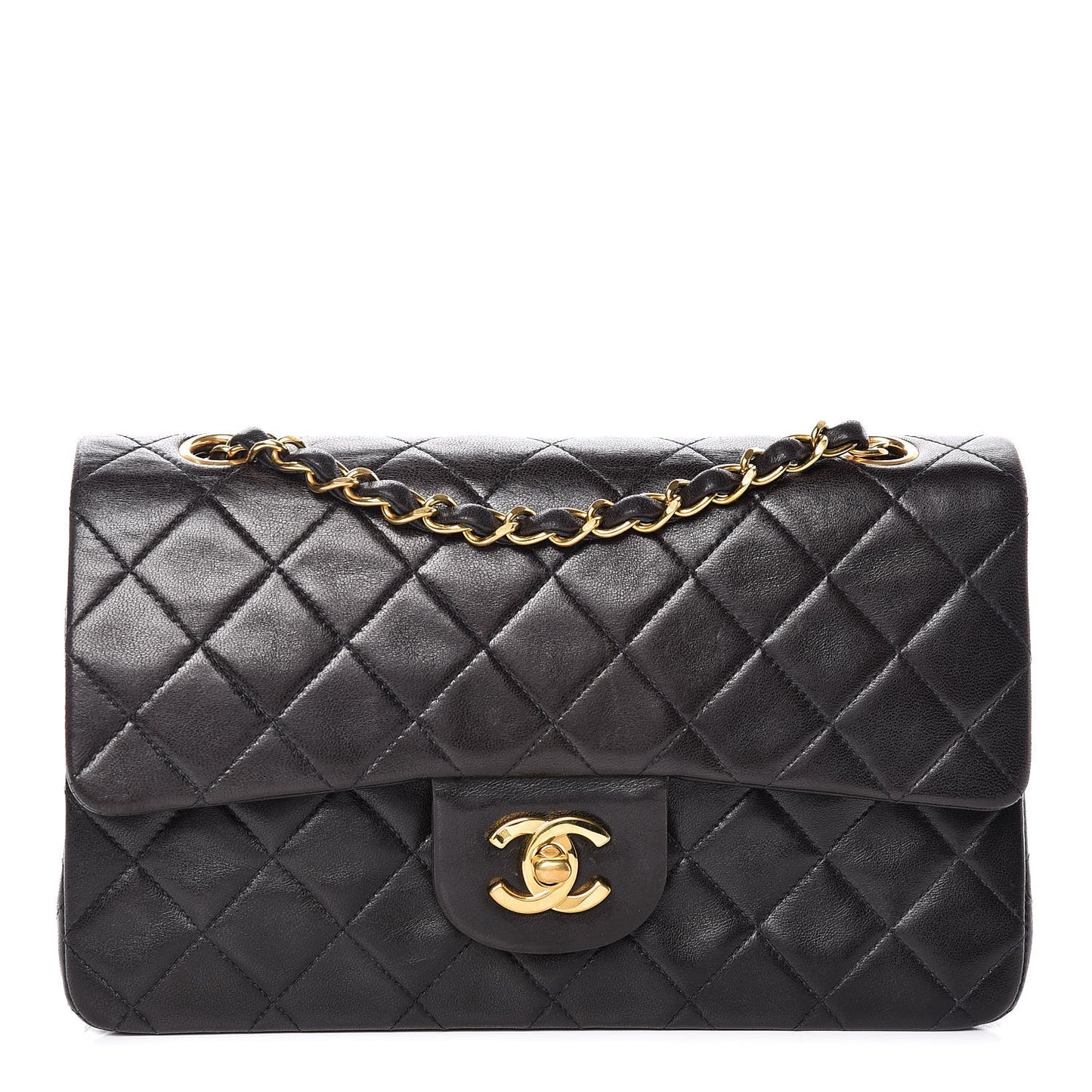 Lambskin Quilted Small Double Flap Black