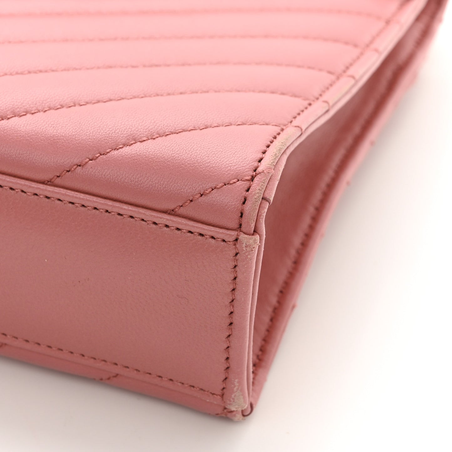 Smooth Calfskin Matelasse Chevron Large Monogram Satchel Tender Pink