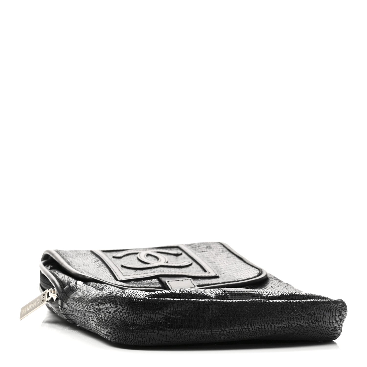 Chanel Lizard Printed Jersey CC Sport Crossbody Bag Black 4 of 10