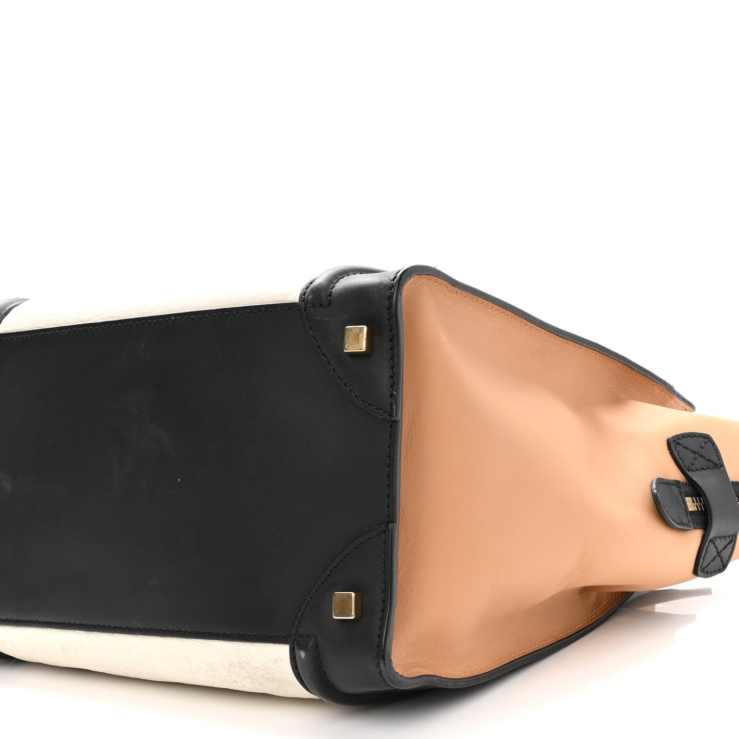 Calfskin Shrunken Lambskin Micro Tri-Color Luggage Black Brown White
