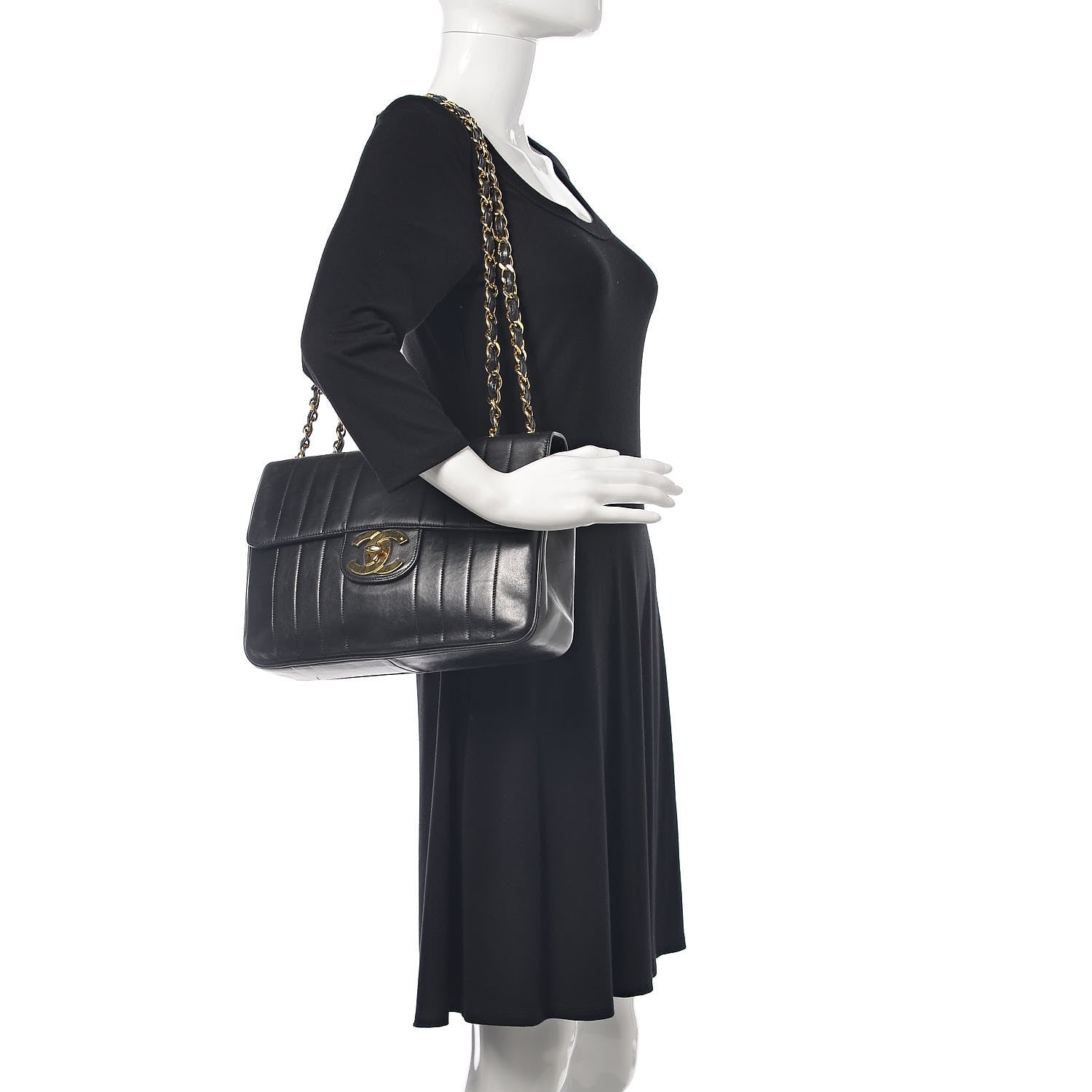 Chanel Lambskin Vertical Quilt Jumbo Single Flap Black 2 of 24