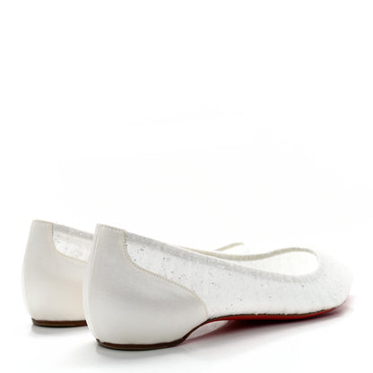 Christian Louboutin Tulle Glitter Satin Kate Draperia Flats 39.5 White 4 of 9