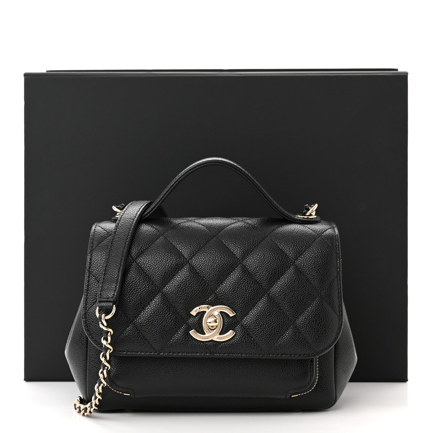 Caviar Quilted Small Business Affinity Flap Black