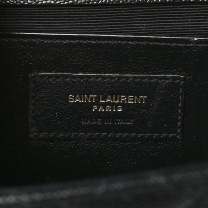 Saint Laurent Grain De Poudre Textured Mixed Matelasse Triquilt Medium Monogram Satchel Black 6 of 9