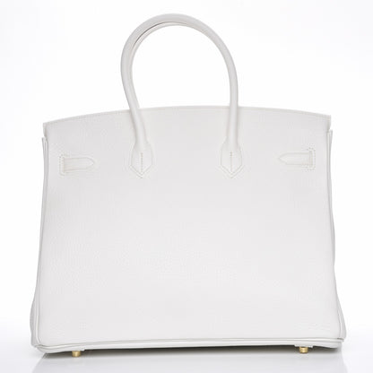 Hermes Taurillon Clemence Birkin 35 White 3 of 27