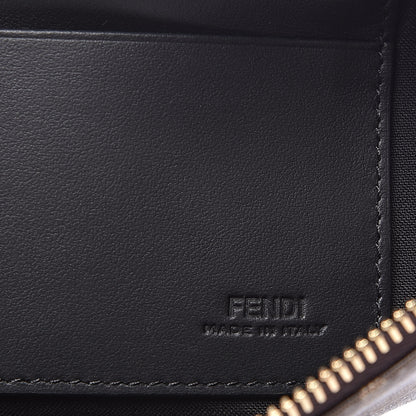 Fendi Glazed Fabric Vitello Century FF 1974 Stamp Patch Large Flat Pouch Mogano Panna Black 6 of 7