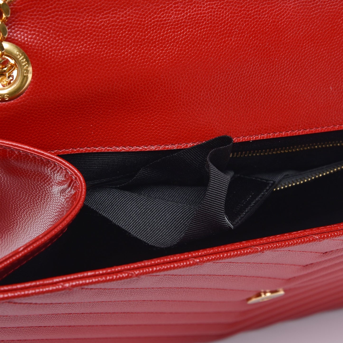 Grain De Poudre Matelasse Chevron Large Monogram Satchel Lipstick Red