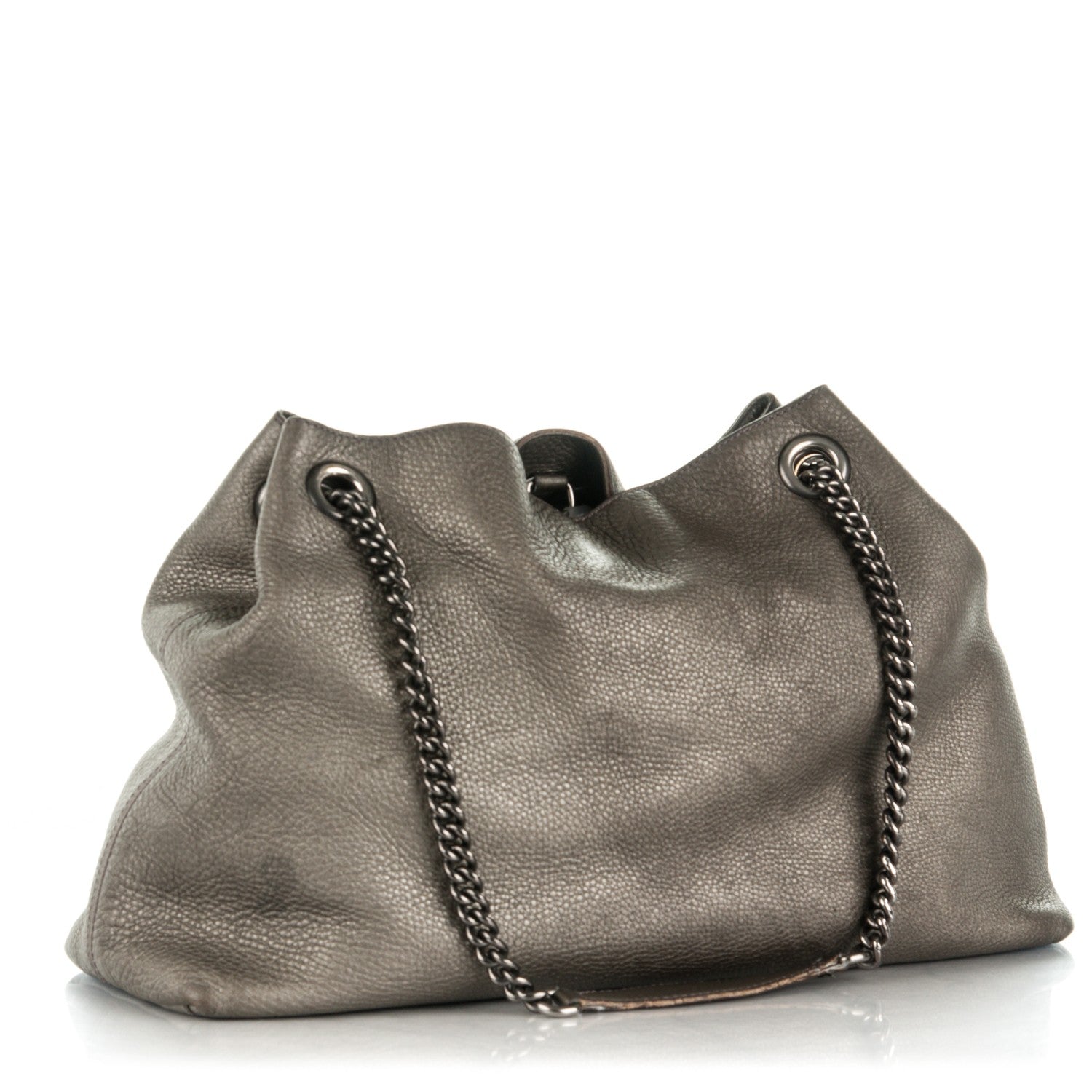 Gucci Metallic Pebbled Calfskin Medium Soho Chain Shoulder Bag Sasso 3 of 9