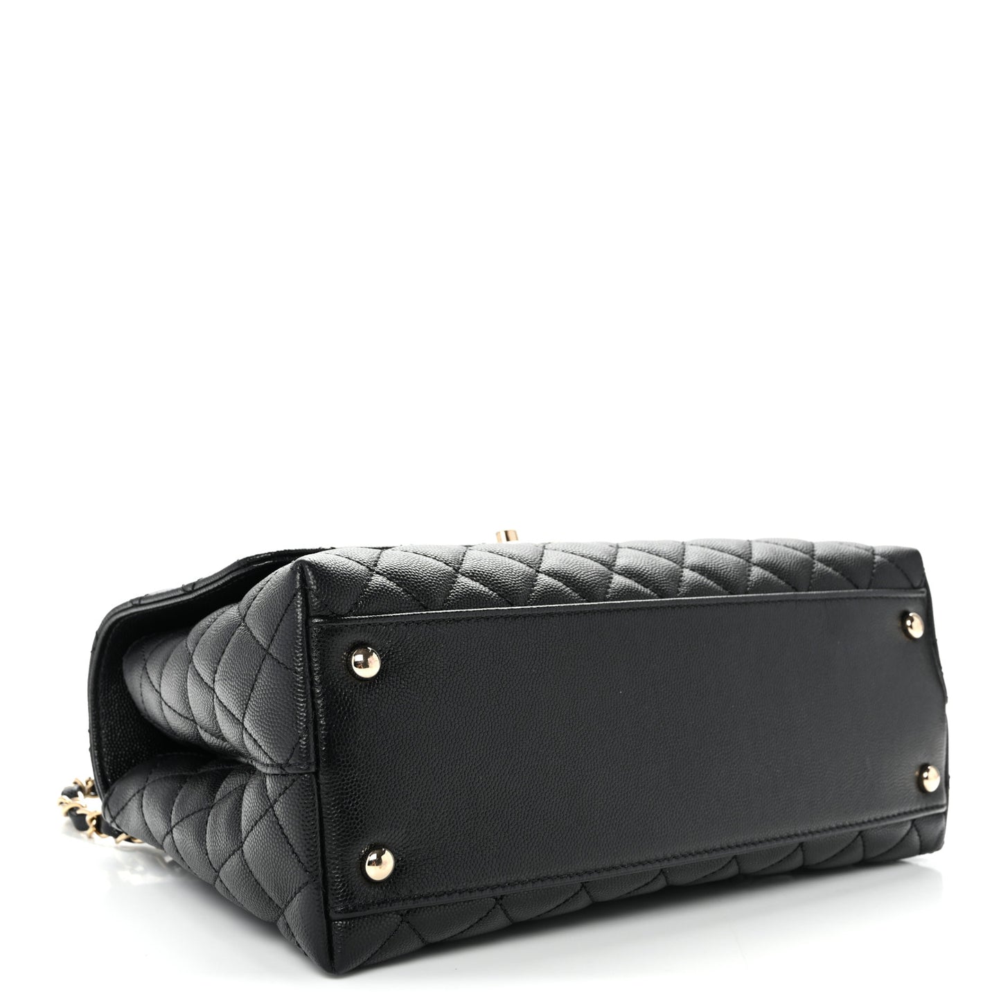 Caviar Quilted Small Coco Handle Flap Black