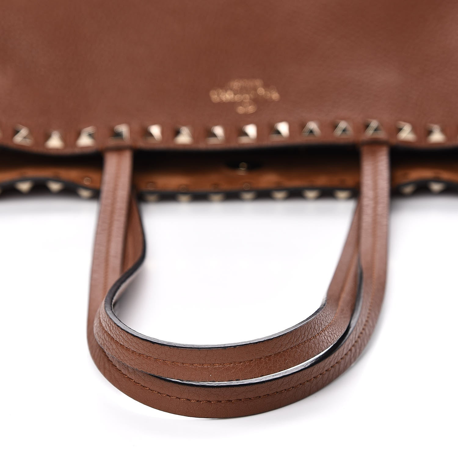 Valentino Garavani Grained Calfskin Small Rockstud Shoulder Tote Bright Cognac 16 of 20