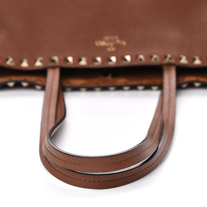 Valentino Garavani Grained Calfskin Small Rockstud Shoulder Tote Bright Cognac 16 of 20