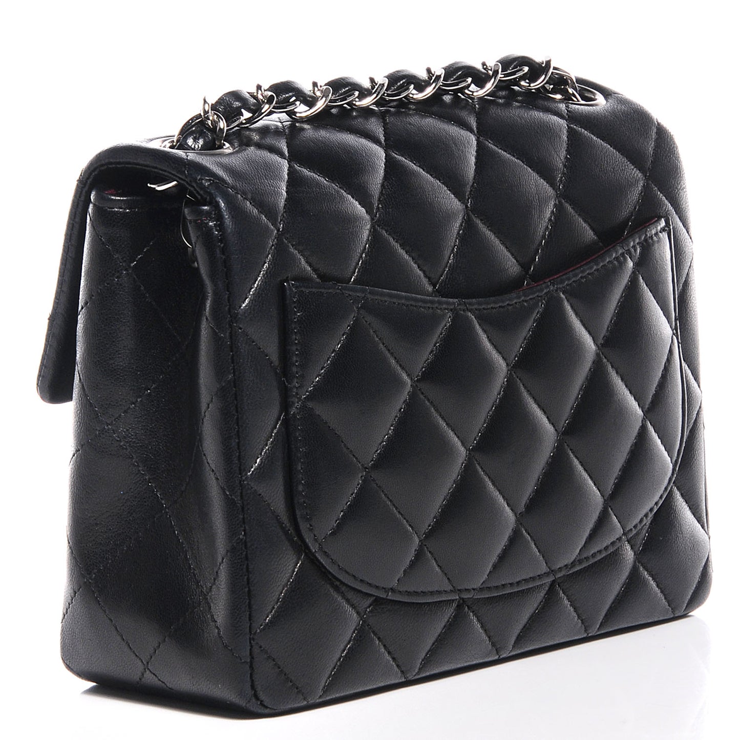 Lambskin Quilted Mini Square Flap Black