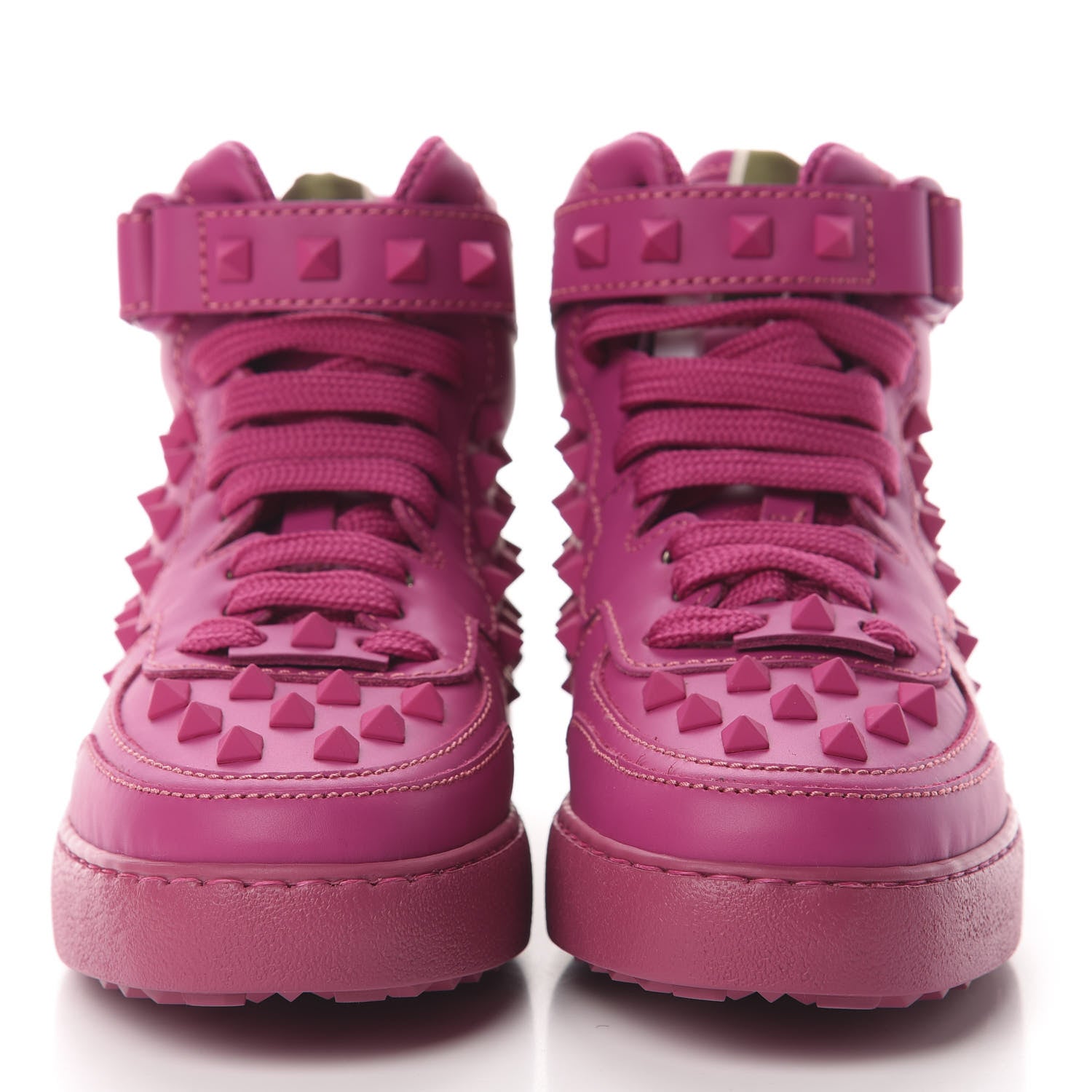 Valentino Garavani Calfskin Rockstud High Top Sneakers 35 Fuxia 2 of 7