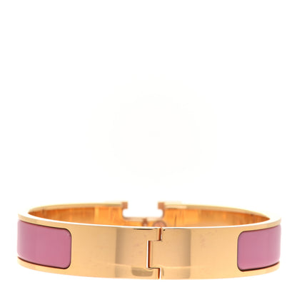Hermes Enamel Narrow Clic Clac H Bracelet PM Bois De Rose 3 of 6
