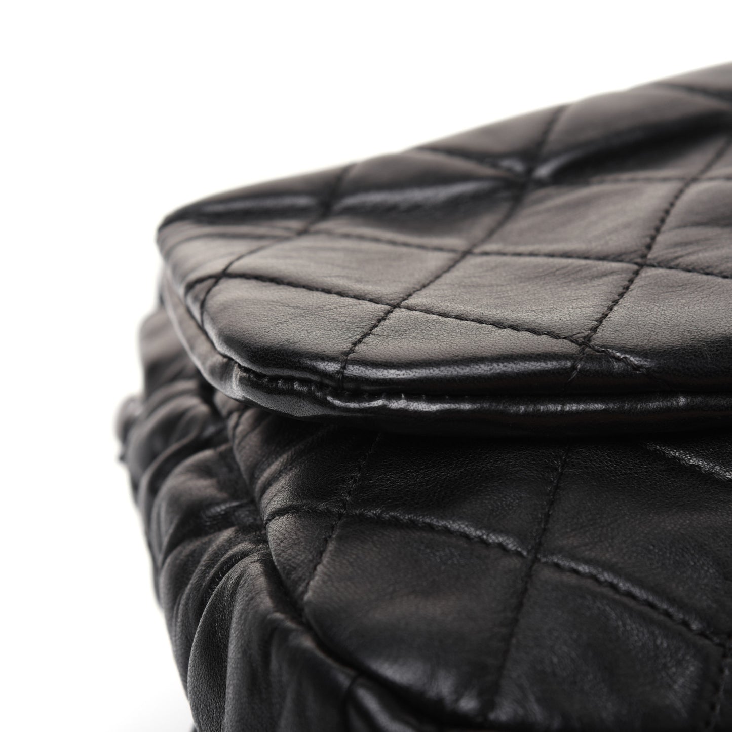Lambskin Quilted Small Sharpei Flap Black