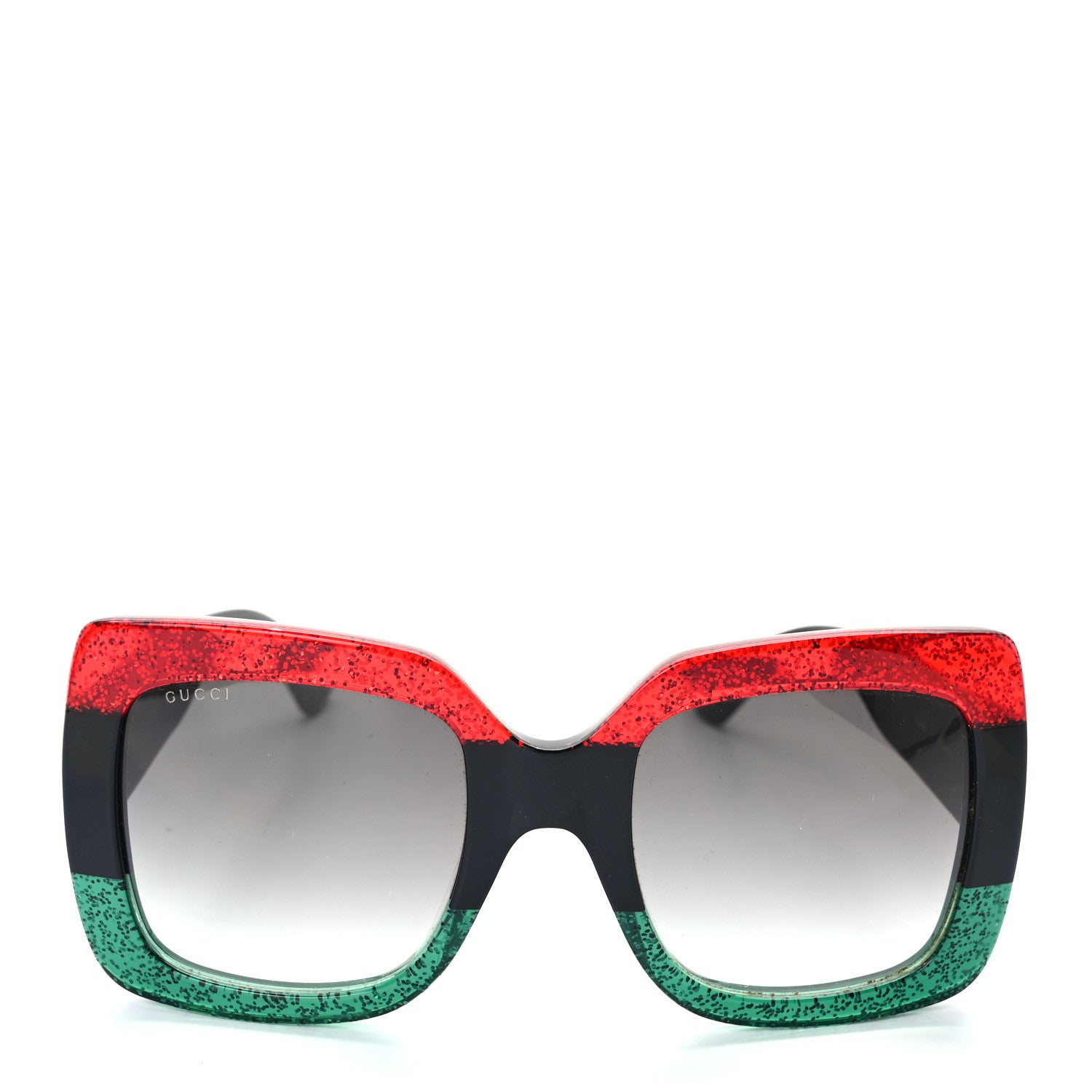 Gucci Acetate Square Frame Sunglasses GG0083S Glitter Red Black Green 2 of 7