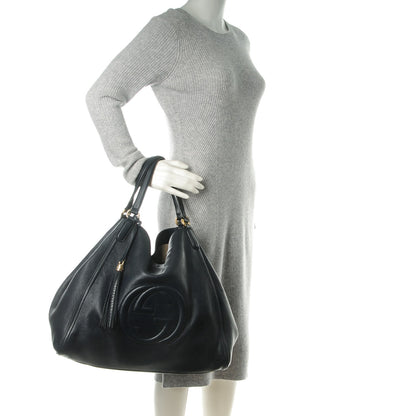 Gucci Pebbled Calfskin Large Soho Shoulder Bag Blue 2 of 11