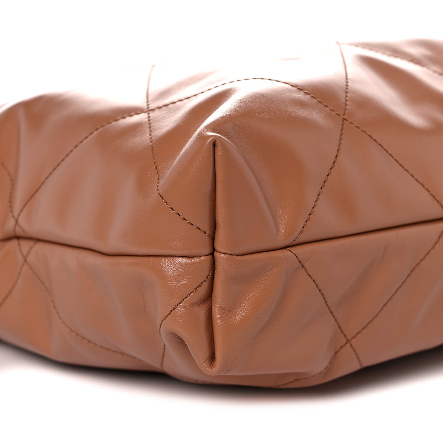 Shiny Calfskin Quilted Chanel 22 Camel