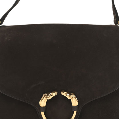 Gucci Nubuck Ribot Horse Heads Flap Bag Brown 8 of 10