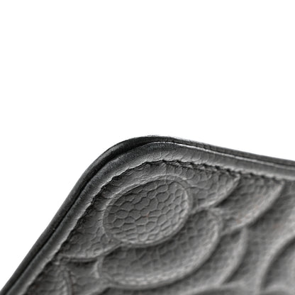 Chanel Caviar Camellia Embossed Classic Flat Wallet Pouch Black 8 of 12