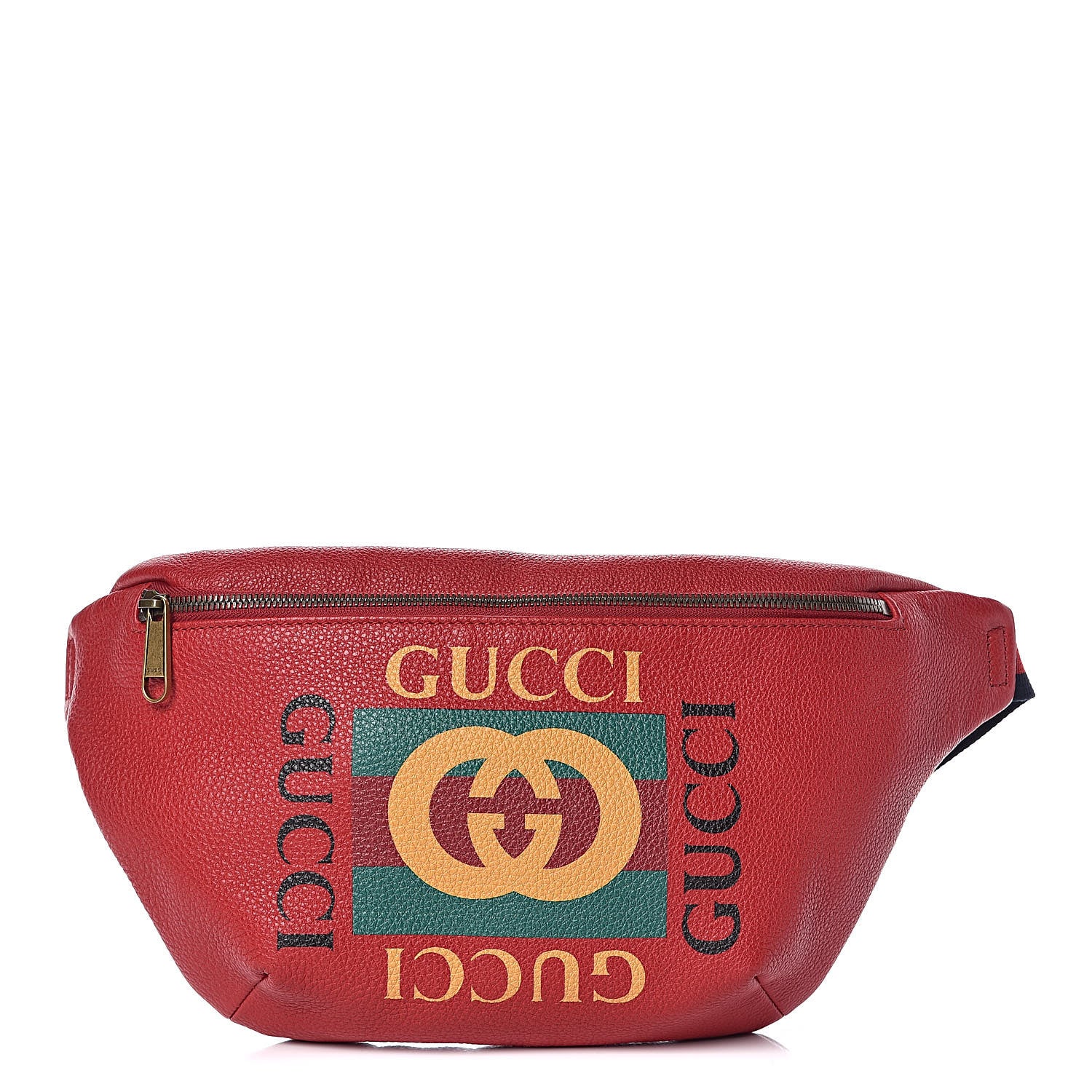 Gucci Grained Calfskin Logo Belt Bag Hibiscus Red 1 of 9