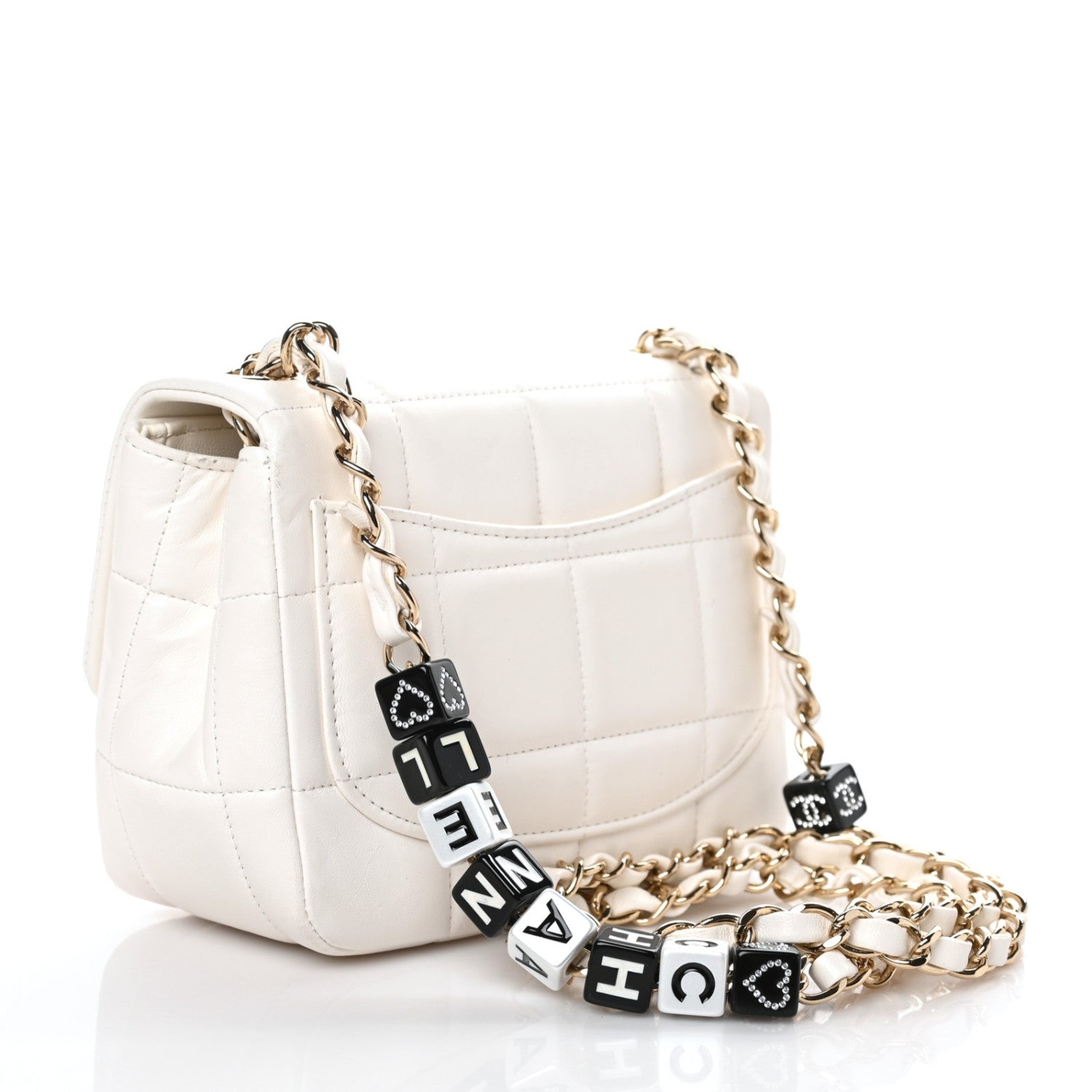 Chanel Lambskin Resin Crystal Square Quilted Monacoco Mini Square Flap White 3 of 9